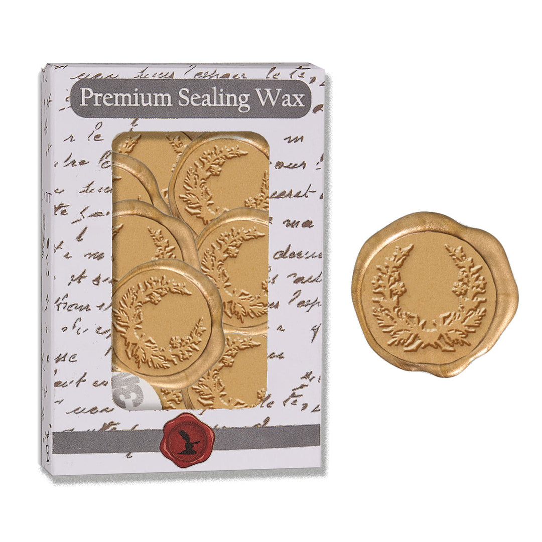 Gold Wreath Adhesive Wax Seal Stickers for Envelopes and Invitations (25-Pack)