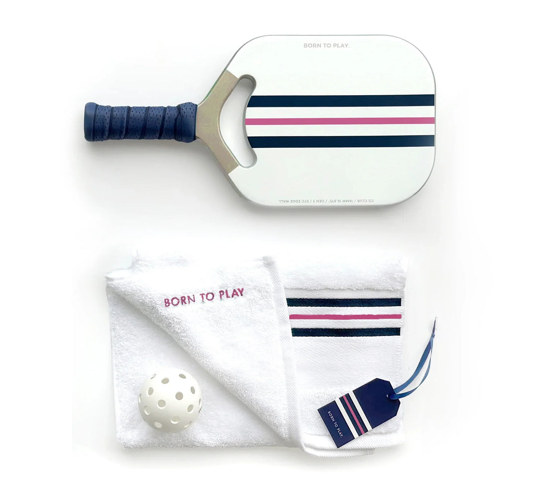 BORN TO PLAY PICKLEBALL PADDLE—PINK, NAVY &amp; GOLD