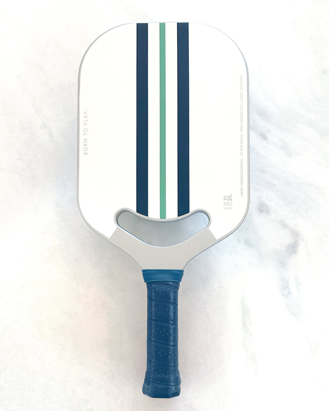 BORN TO PLAY PICKLEBALL PADDLE—GREEN, NAVY & SILVER