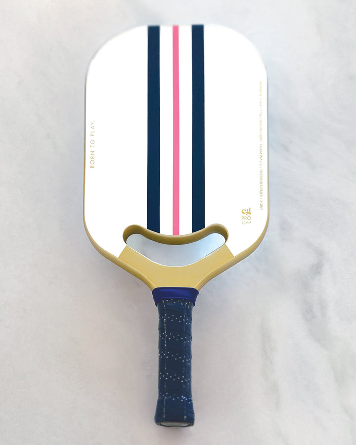 BORN TO PLAY PICKLEBALL PADDLE—PINK, NAVY &amp; GOLD