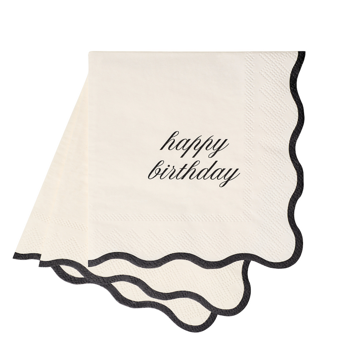 Happy Birthday Cocktail Napkins - Cream &amp; Black