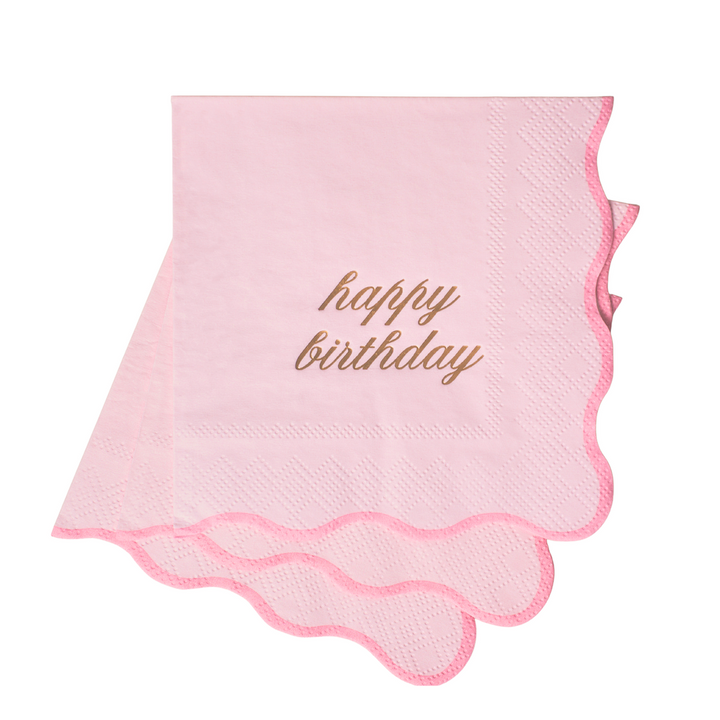 Happy Birthday Cocktail Napkins - Pink &amp; Gold