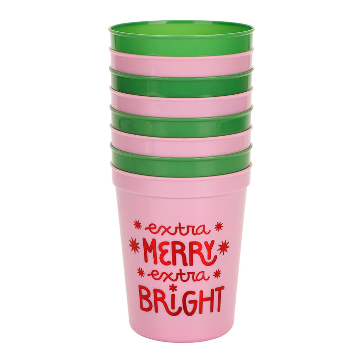Extra Merry &amp; Bright Reusable Holiday Party Cups (set of 8)