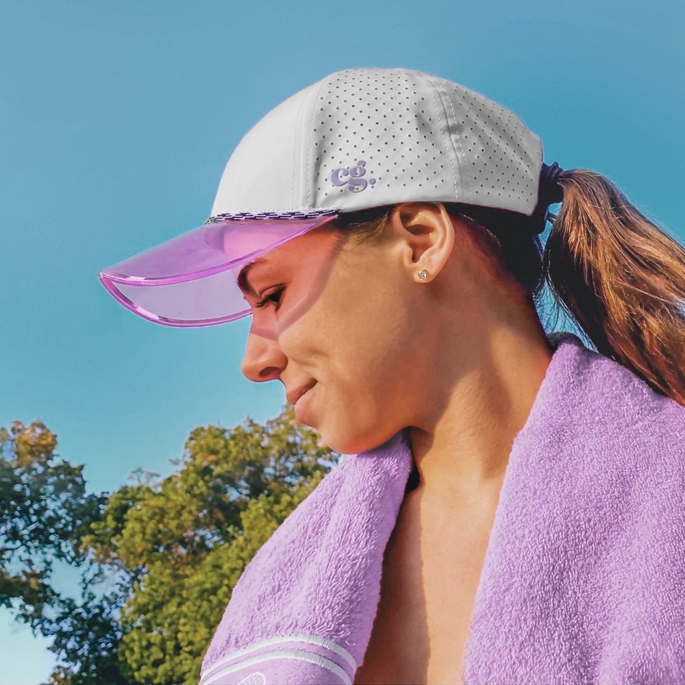 Mental Game Hat White with lavender brim