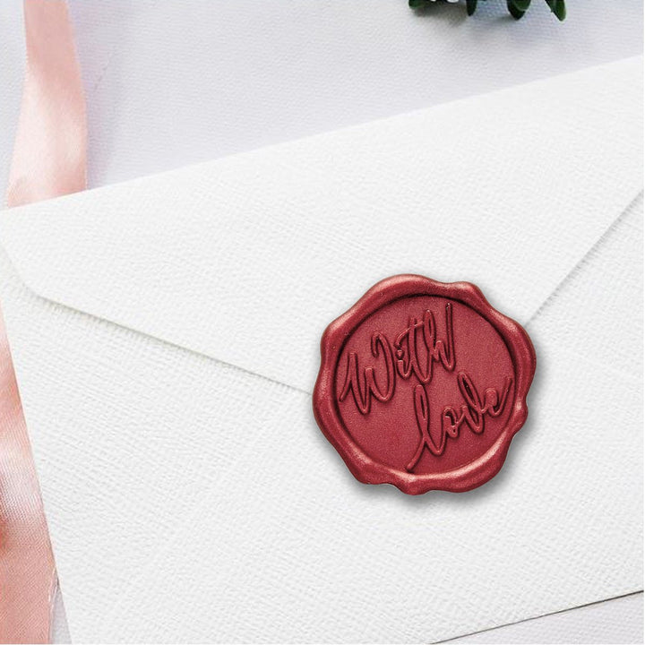 With Love Adhesive Wax Seal Stickers for Envelopes and Invitations (25-Pack)