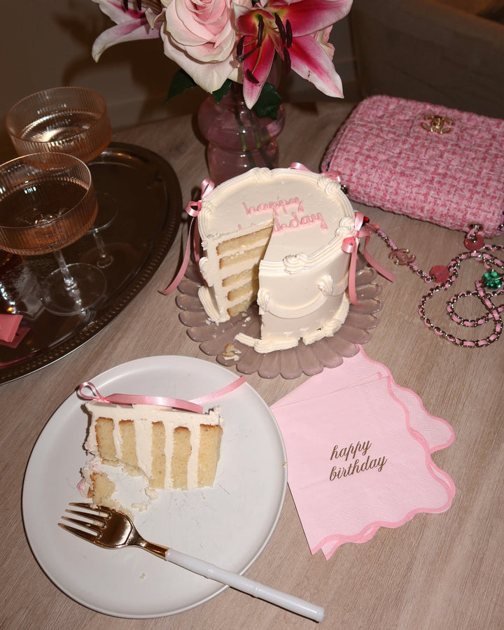 Happy Birthday Cocktail Napkins - Pink &amp; Gold