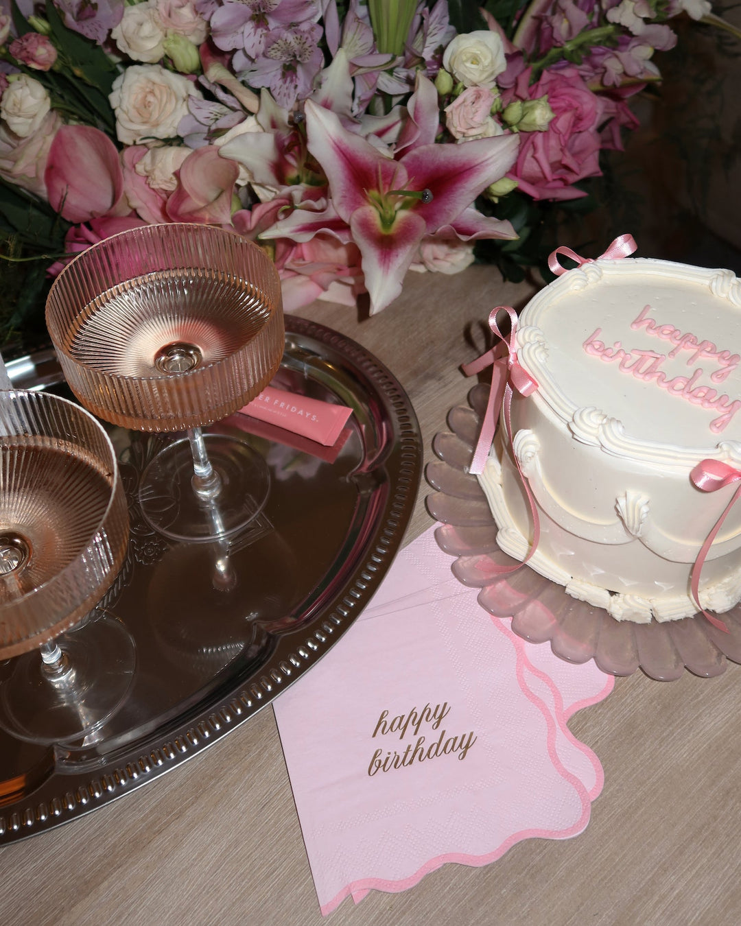 Happy Birthday Cocktail Napkins - Pink &amp; Gold