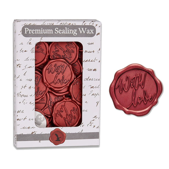 With Love Adhesive Wax Seal Stickers for Envelopes and Invitations (25-Pack)