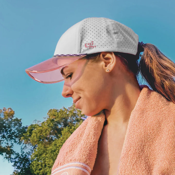 Mental Game Hat White with peach brim