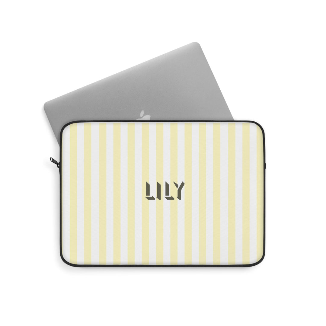 Personalized Yellow Striped Laptop Sleeve - SB Paperie