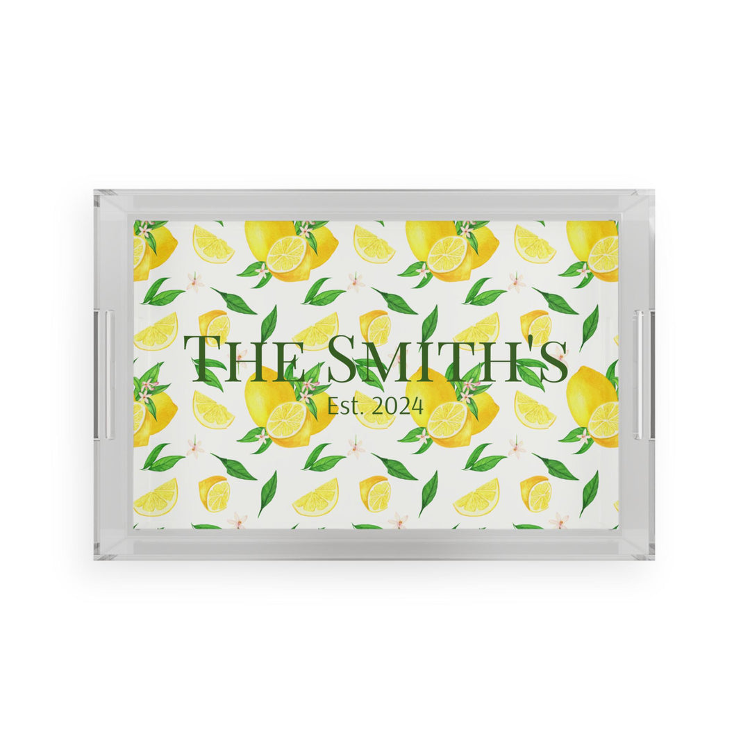 Personalized Lemon Pattern Acrylic Serving Tray - SB Paperie