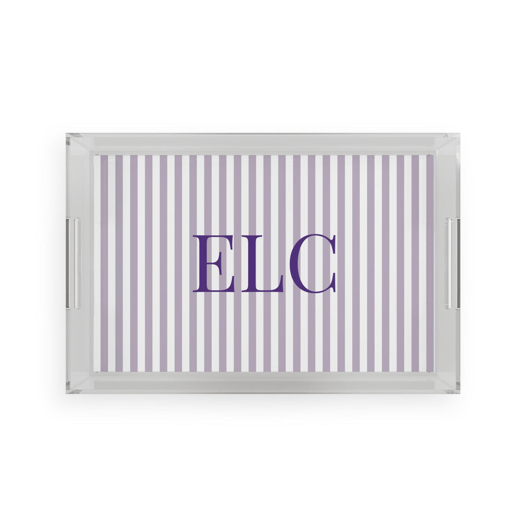 Personalized Lilac Striped Acrylic Serving Tray - SB Paperie