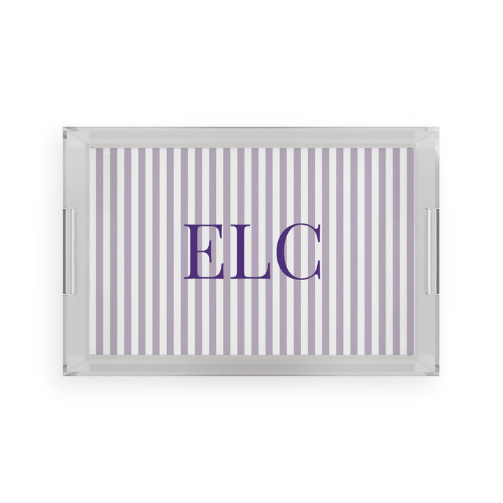 Personalized Lilac Striped Acrylic Serving Tray - SB Paperie