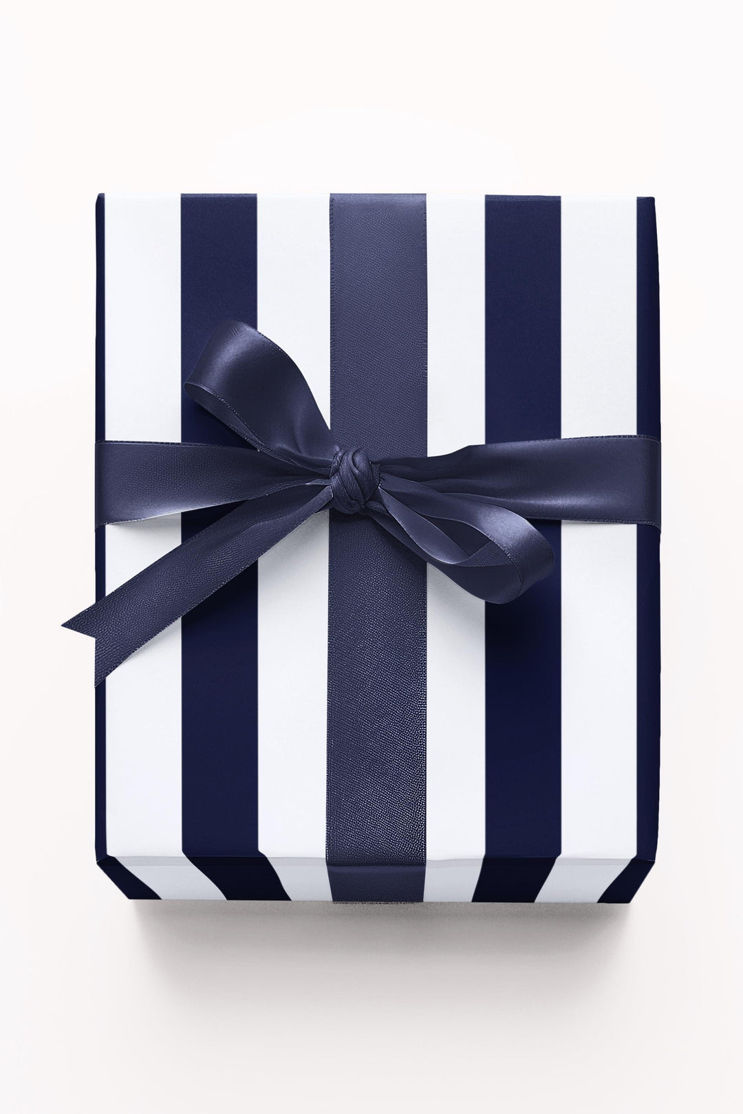 Royal blue striped wrapping paper on white background