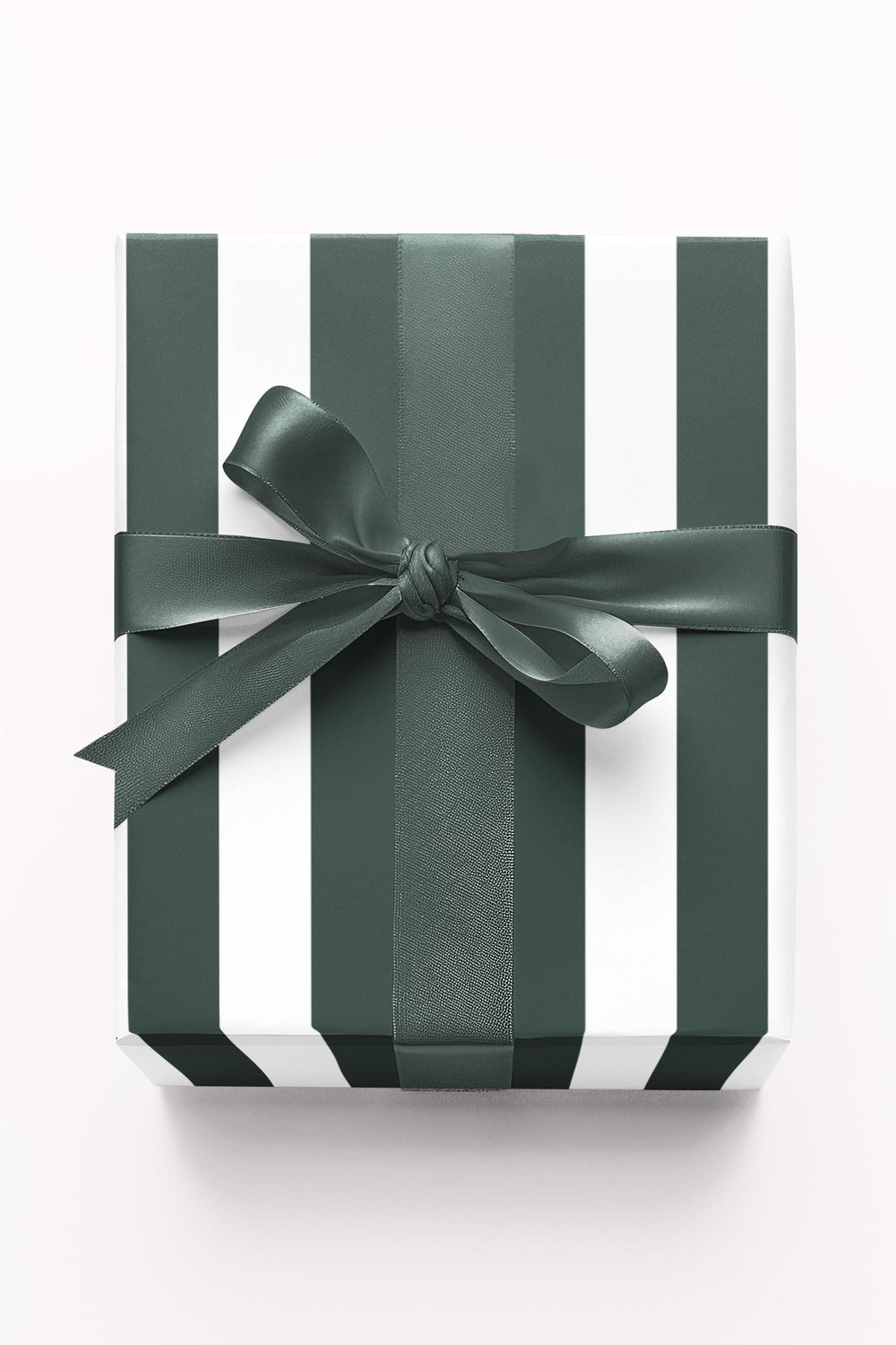 Emerald green striped wrapping paper on white background