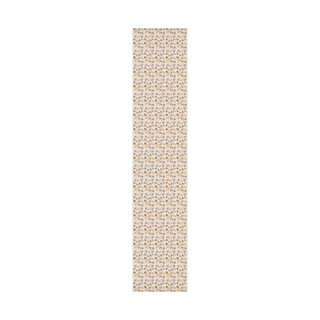 Light beige wrapping paper with safari animals, zebra, lion, giraffe, elephants for birthday wrapping paper