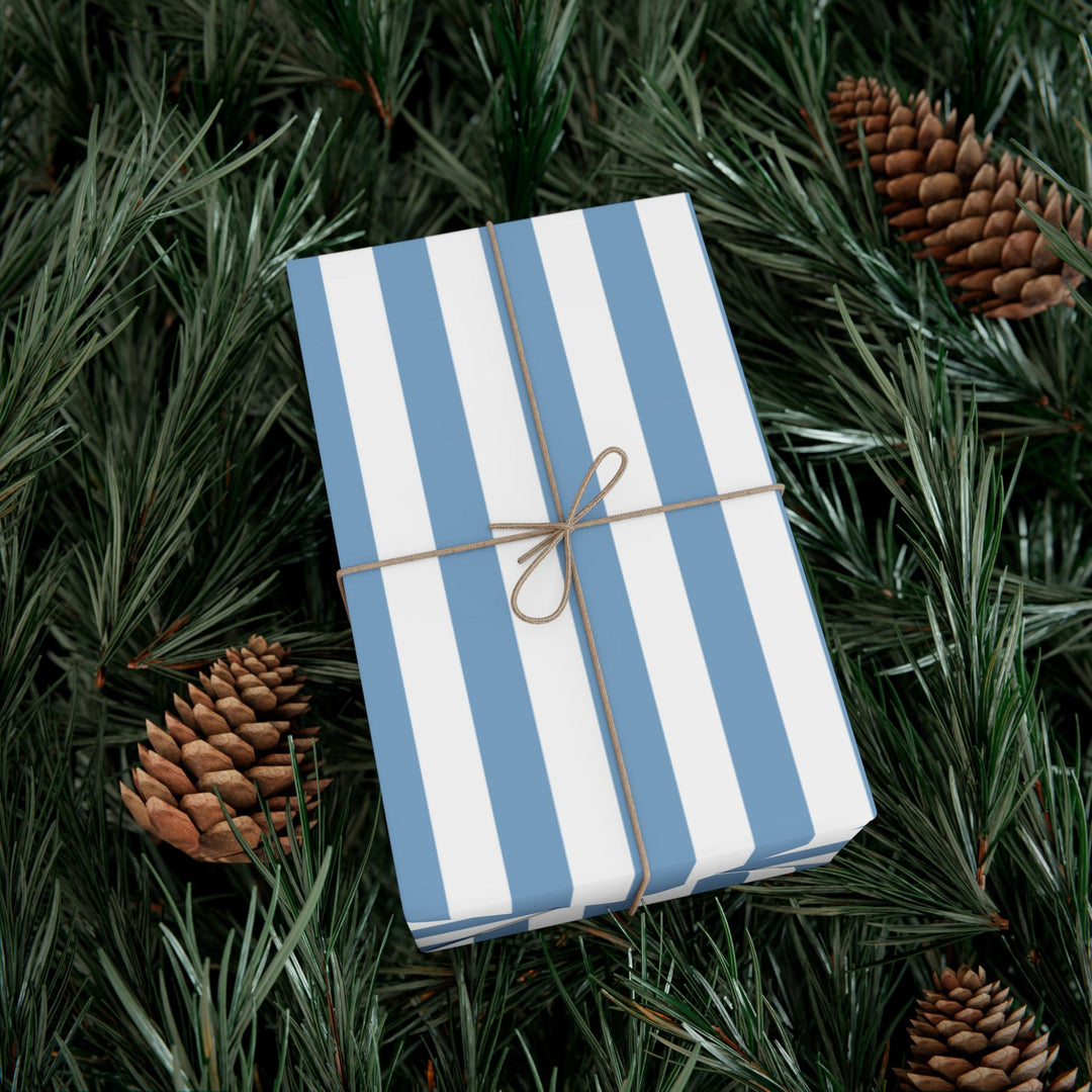 French Blue Striped Wrapping Paper