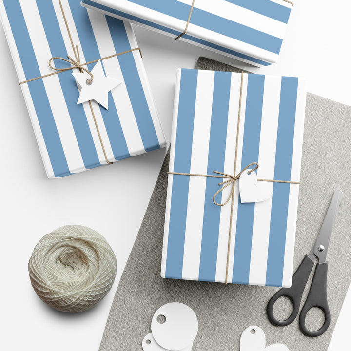 French Blue Striped Wrapping Paper