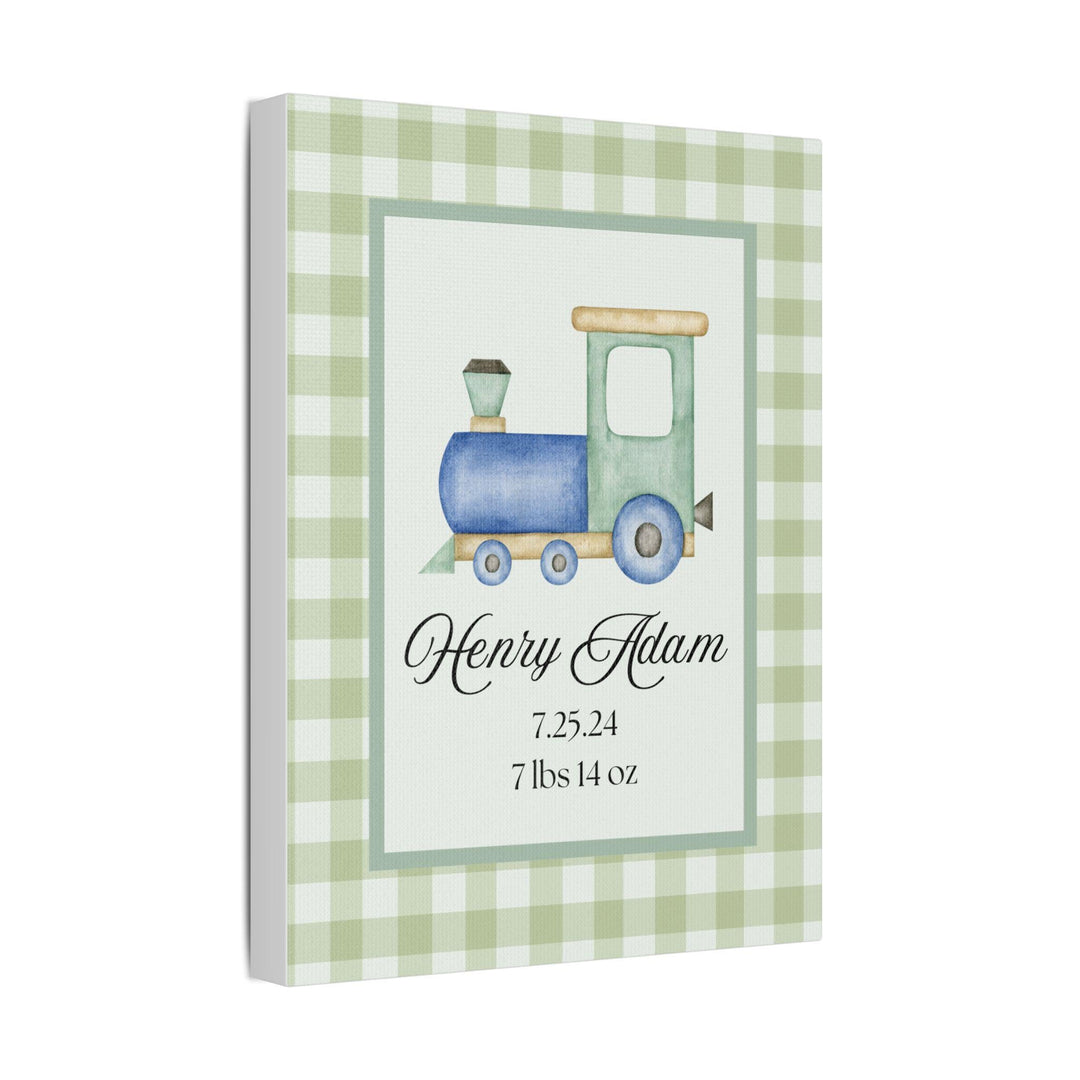 Personalized Baby Boy Announcement Printed Canvas - SB Paperie