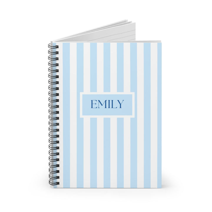 Personalized Blue Striped Spiral Notebook - SB Paperie