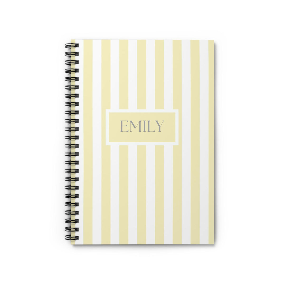 Personalized Yellow Stripes Spiral Notebook - SB Paperie