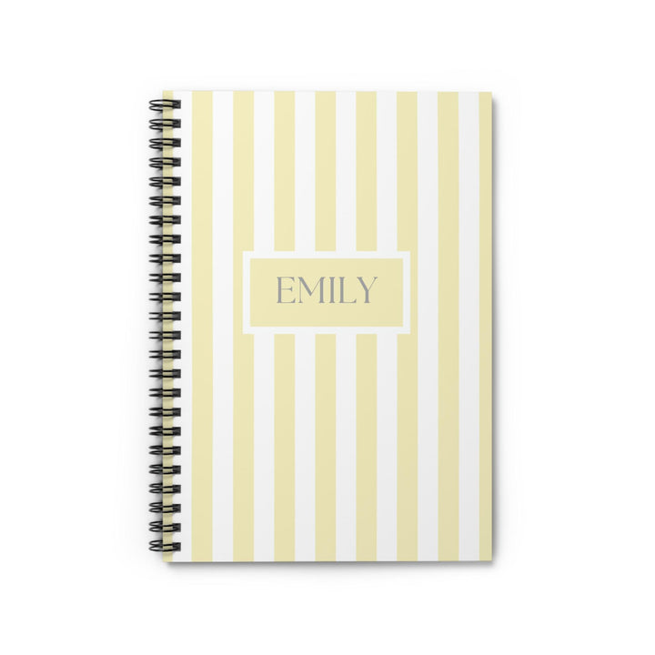 Personalized Yellow Stripes Spiral Notebook - SB Paperie