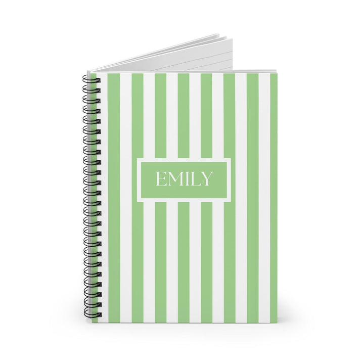 Green Striped Personalized Notebook - SB Paperie