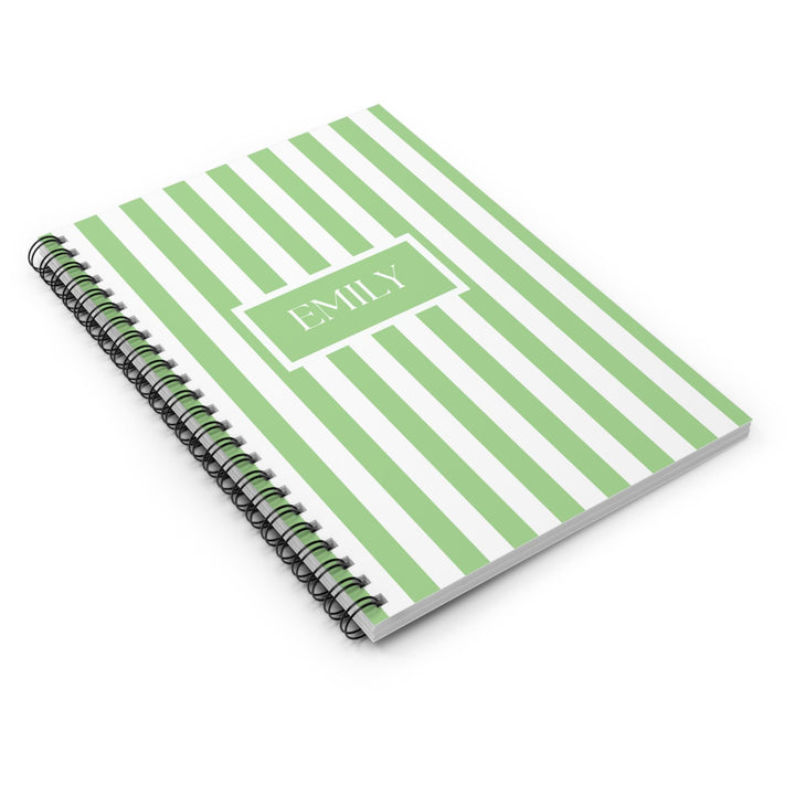 Green Striped Personalized Notebook - SB Paperie