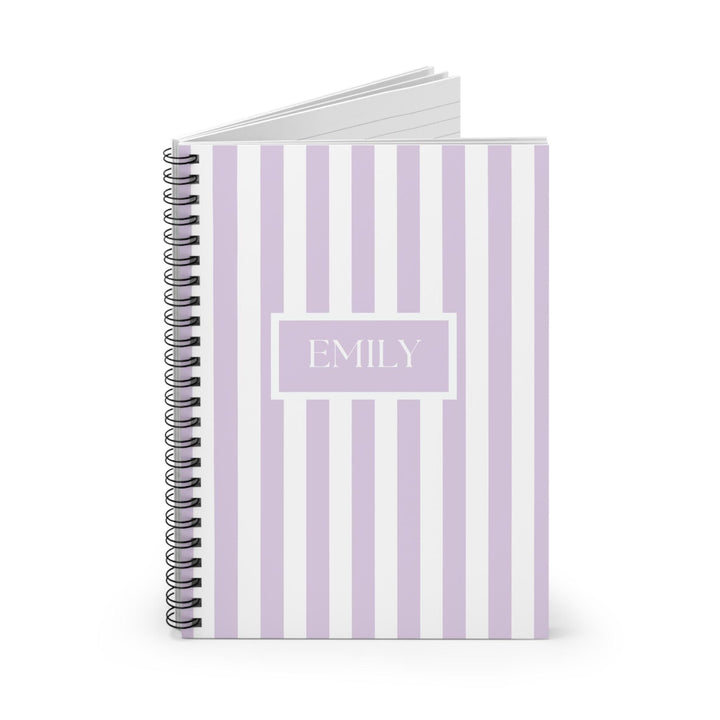 Personalized Purple Stripes Spiral Notebook - SB Paperie