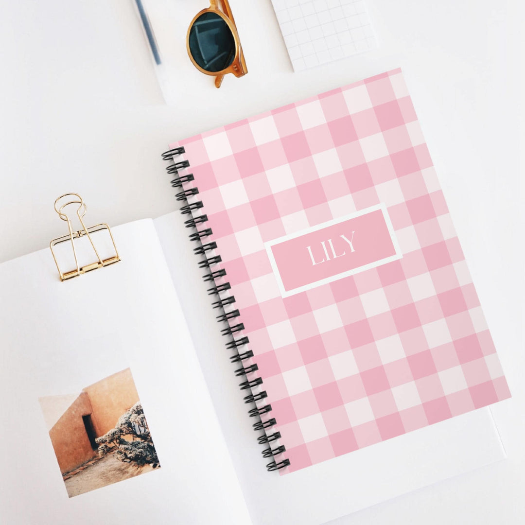 Pink Gingham Personalized Notebook - SB Paperie