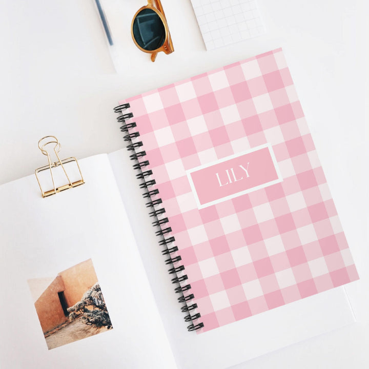 Pink Gingham Personalized Notebook - SB Paperie