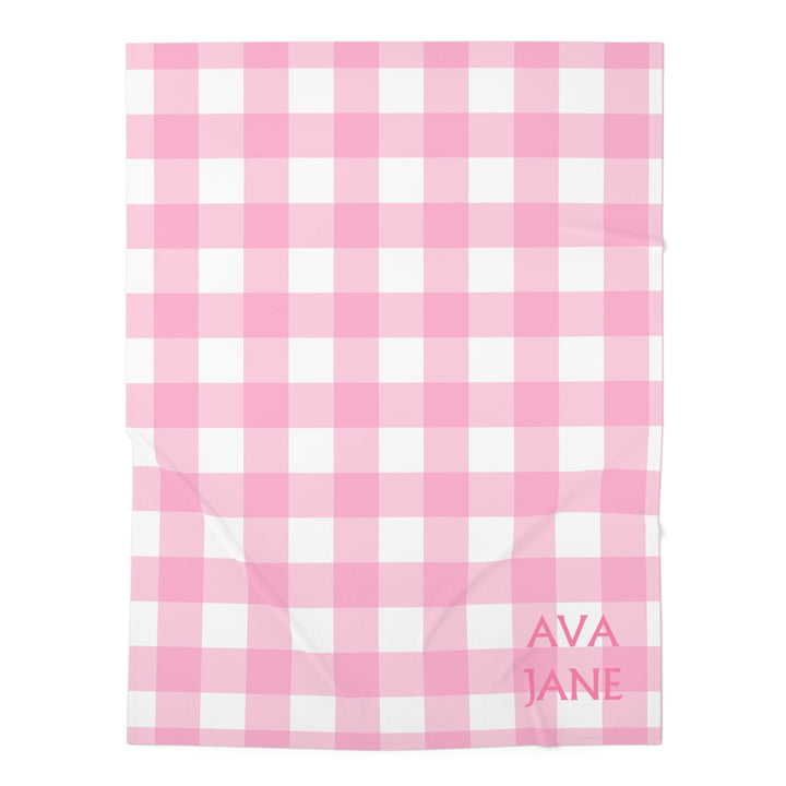 Pink Gingham Personalized Baby and Toddler Blanket - SB Paperie