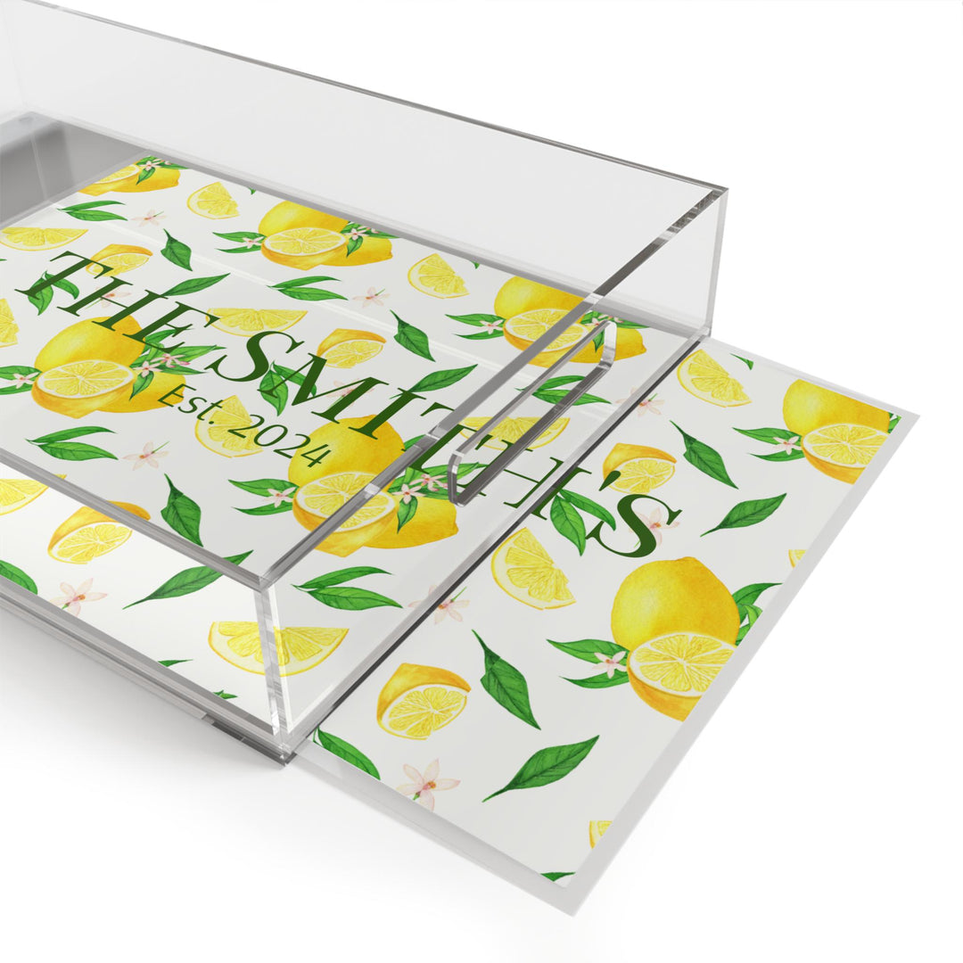 Personalized Lemon Pattern Acrylic Serving Tray - SB Paperie