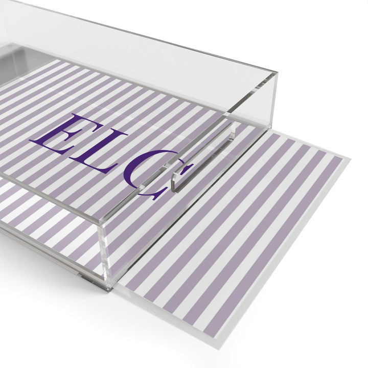 Personalized Lilac Striped Acrylic Serving Tray - SB Paperie