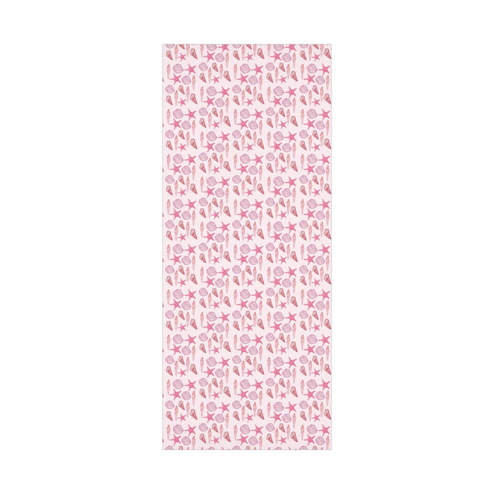 Pink wrapping paper with pink seashell pattern, different seashell shapes in fun bright pink colors