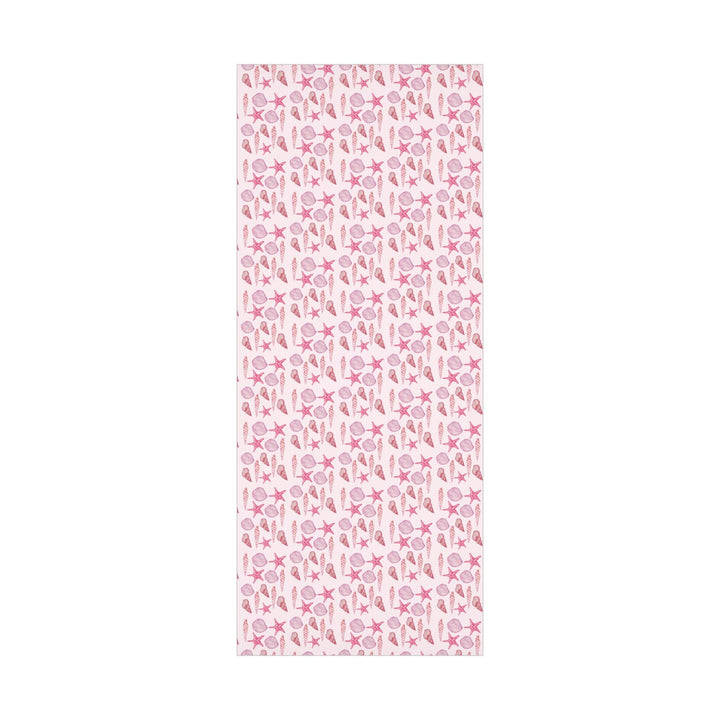 Pink wrapping paper with pink seashell pattern, different seashell shapes in fun bright pink colors