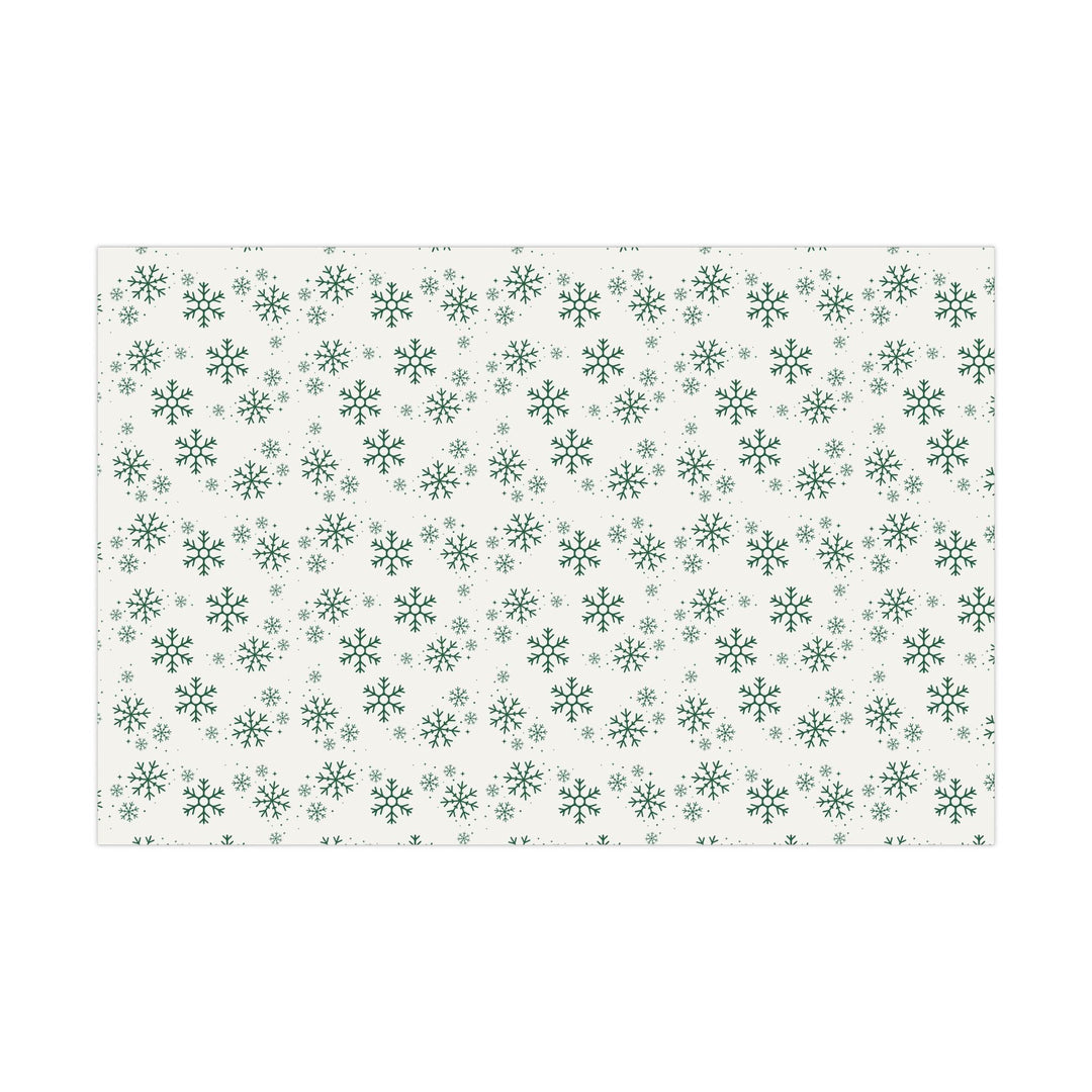 Beautiful simple Green snowflake pattern on a off white background