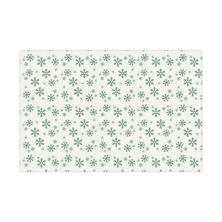 Beautiful simple Green snowflake pattern on a off white background
