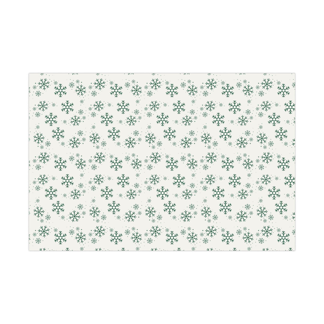 Beautiful simple Green snowflake pattern on a off white background