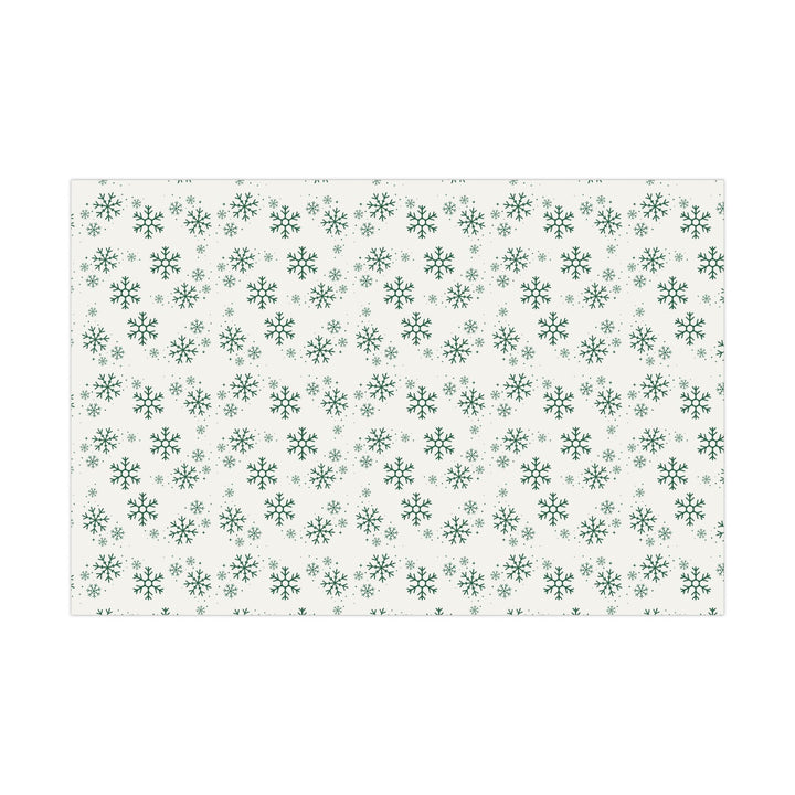 Beautiful simple Green snowflake pattern on a off white background