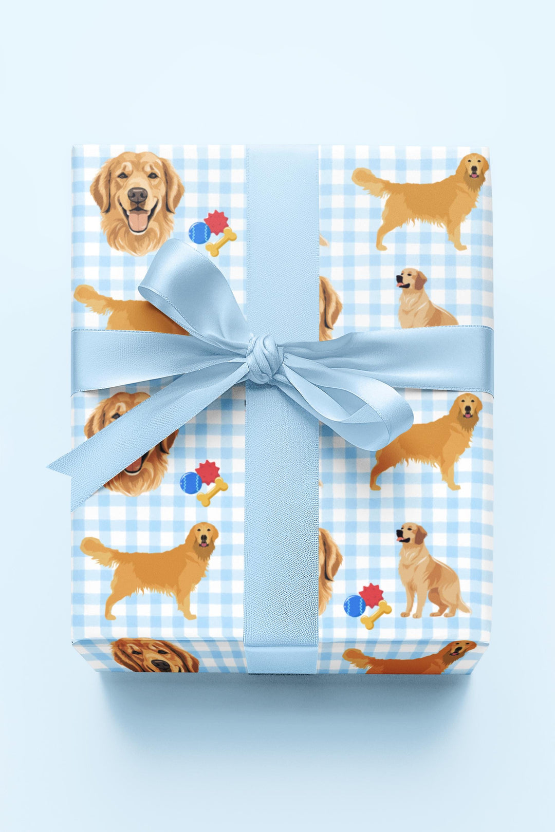 Golden Retriever Gingham Wrapping Paper