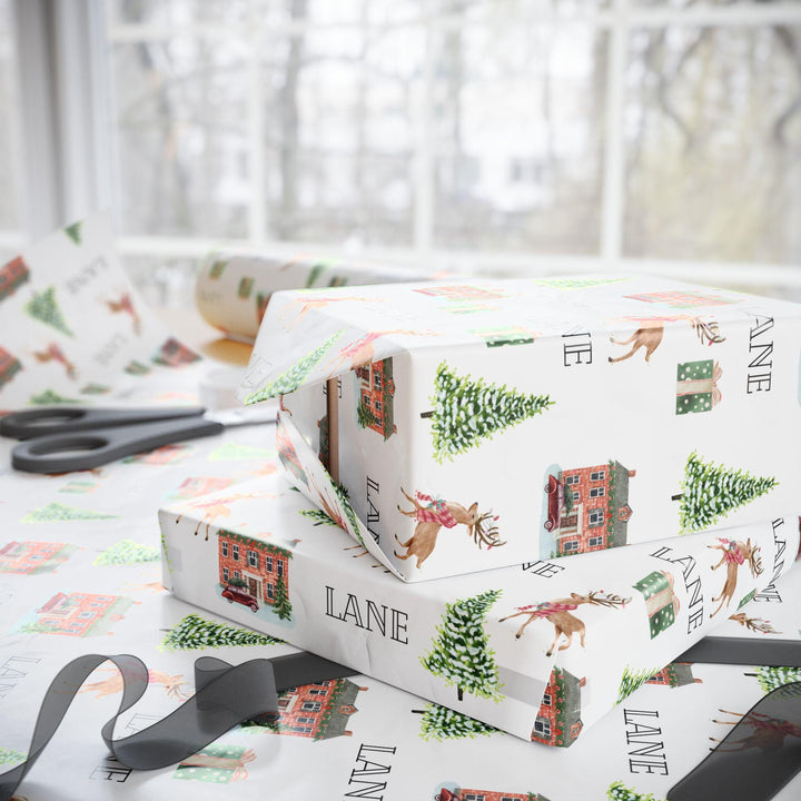 Christmas At Home Personalized Wrapping Paper - SB Paperie