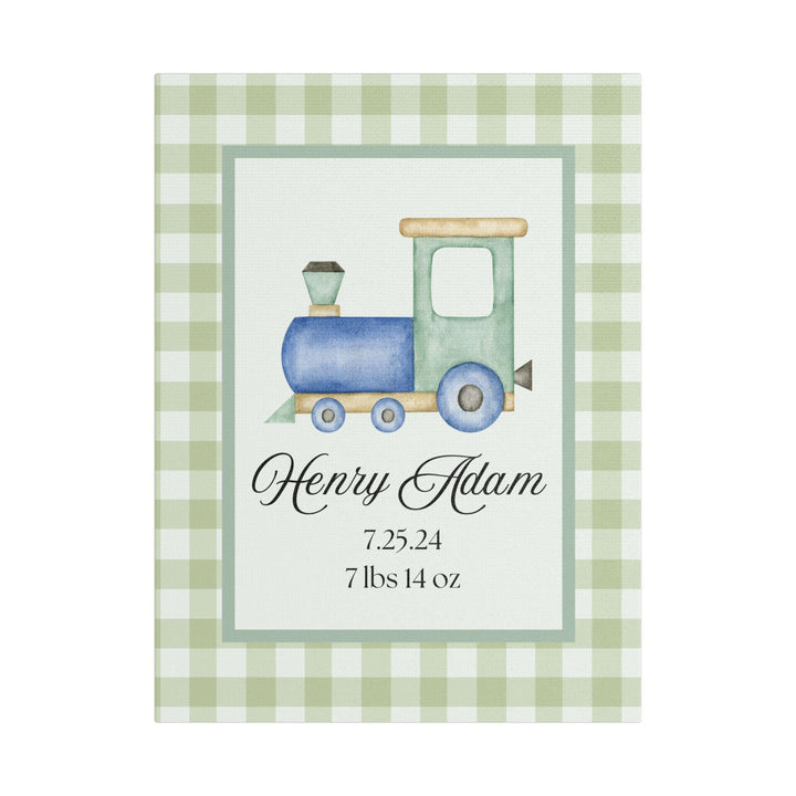 Personalized Baby Boy Announcement Printed Canvas - SB Paperie