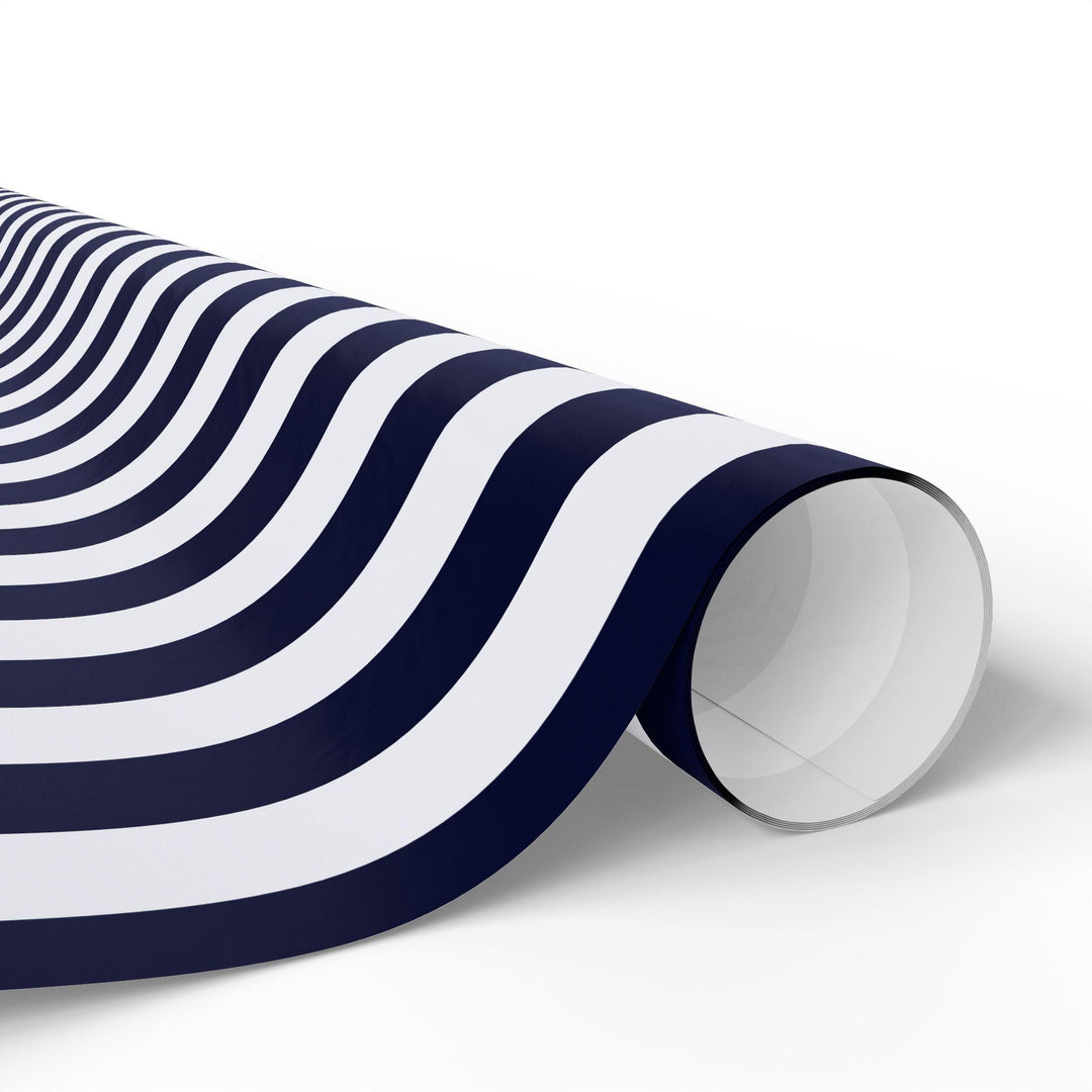 Royal blue striped wrapping paper on white background