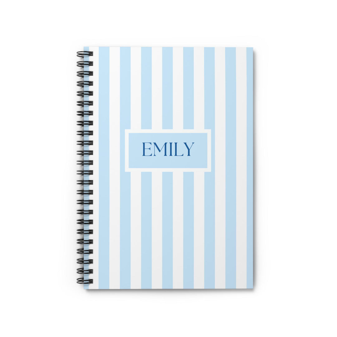 Personalized Blue Striped Spiral Notebook - SB Paperie