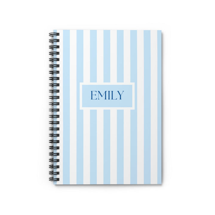 Personalized Blue Striped Spiral Notebook - SB Paperie