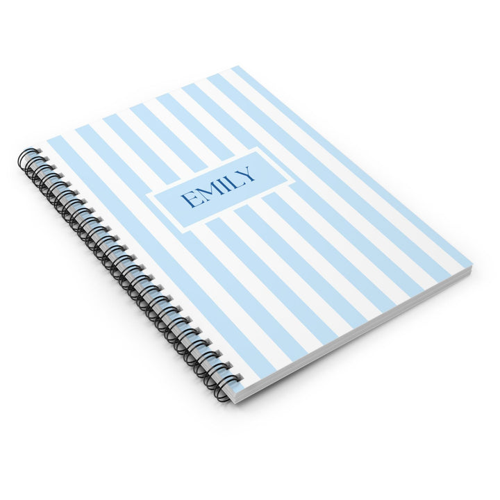 Personalized Blue Striped Spiral Notebook - SB Paperie