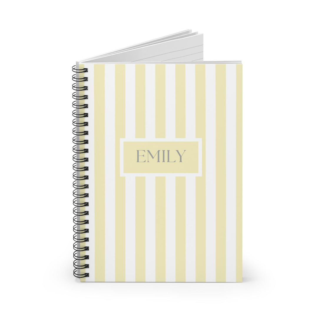 Personalized Yellow Stripes Spiral Notebook - SB Paperie