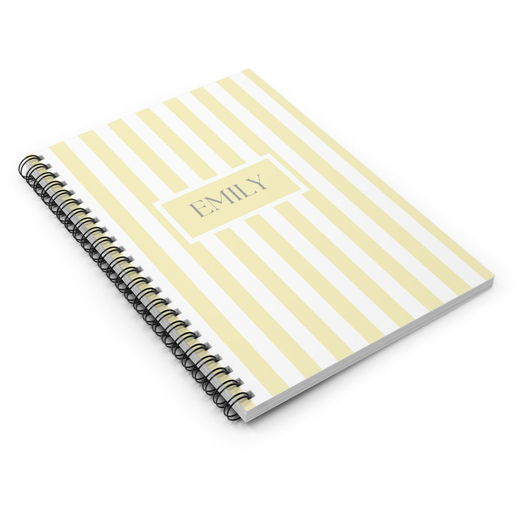 Personalized Yellow Stripes Spiral Notebook - SB Paperie