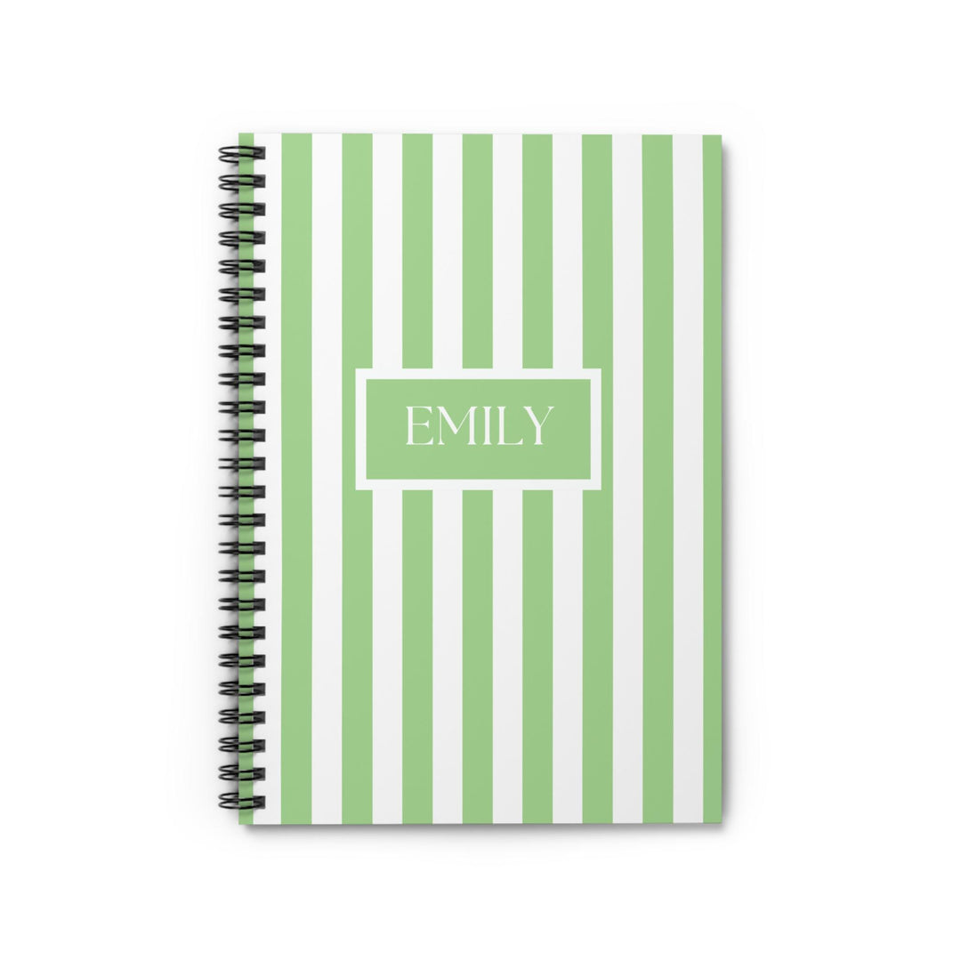 Green Striped Personalized Notebook - SB Paperie